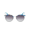XS-XS9015 Half Fram with Blue Black Flower Pattern And Crystal Blue Tips Fashion Sunglasses
