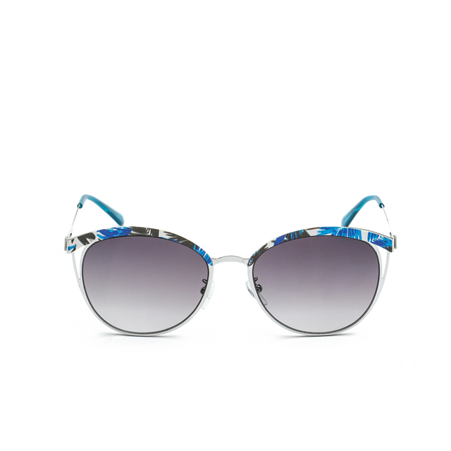 XS-XS9015 Half Fram with Blue Black Flower Pattern And Crystal Blue Tips Fashion Sunglasses