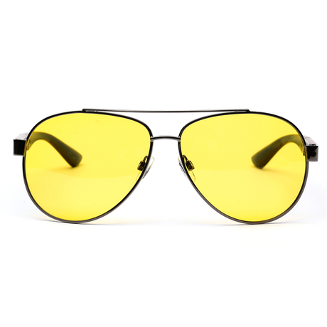 SP-2017 Custom Eyewear Eyeglass Frames Double Bridge Glasses Frame With Night Yellow Lense And Legs In Matte Black Color
