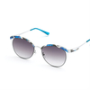 XS-XS9015 Half Fram with Blue Black Flower Pattern And Crystal Blue Tips Fashion Sunglasses