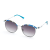 XS-XS9015 Half Fram with Blue Black Flower Pattern And Crystal Blue Tips Fashion Sunglasses